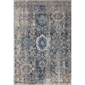 Samra Grey/Multi 5 ft. 3 in. x 7 ft. 9 in. Distressed Oriental Transitional Area Rug