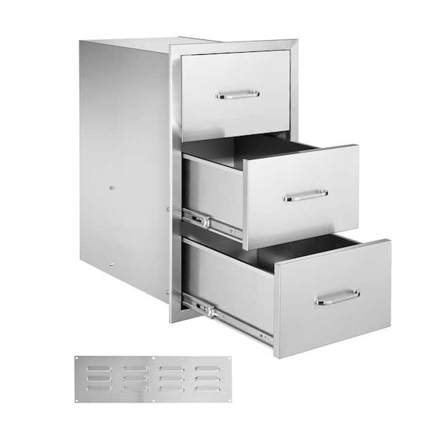 SKYSHALO 22.5 in. Stainless Steel 3-Tier Kitchen Drawer