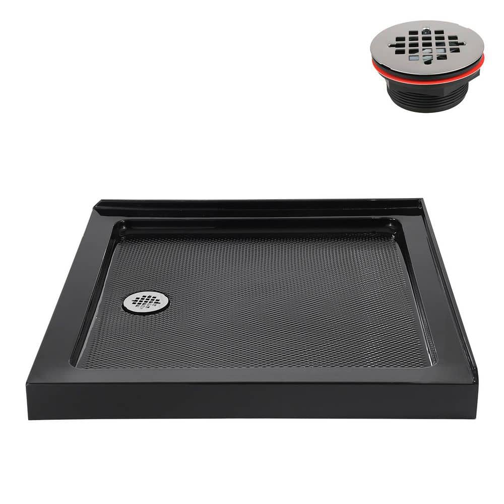 32 in. x 32 in. Corner Acrylic Shower Pan Base in Glossy Black with Left Drain Included price history on PriceWatchPro