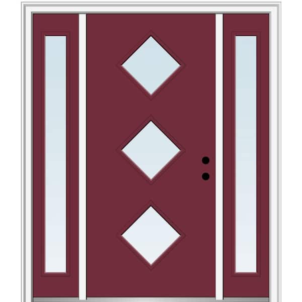 MMI Door 64.5 in. x 81.75 in. Aveline Left-Hand Inswing 3-Lite Clear Low-E Painted Fiberglass Prehung Front Door with Sidelites