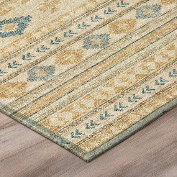 Chantille Machine Washable Indoor/Outdoor Abstract ACN3124 Wheat 5 ft. x 7 ft. 6 in. Area Rug