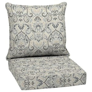 24 in. x 24 in. 2-Piece Deep Seating Outdoor Lounge Chair Cushion in Neutral Aurora Damask
