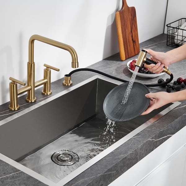 Boyel Living Double Handle 360 Degrees Rotation Bridge Kitchen