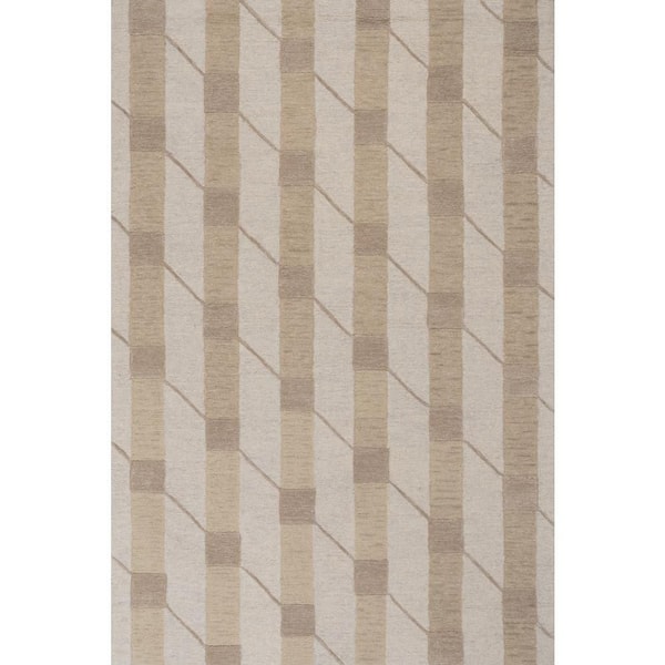 6 ft. x 9 ft. Beige Inette Modern Geometric Wool Indoor Area Rug