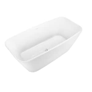 59 in. Acrylic Flatbottom Non-Whirlpool Bathtub Contemporary Soaking Tub in Glossy White