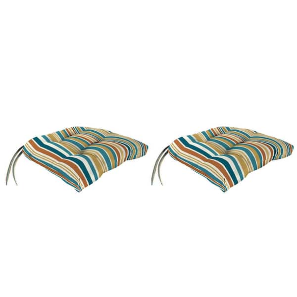 Jordan Manufacturing 17 in. L x 18 in. W x 3 in. T Tufted Outdoor Wicker Seat Cushion in Boule Bog (2-Pack)