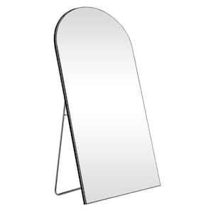 28 in. W x 71 in. H Large Metal Black Standing Mirror Arched Full Length Mirror Aluminum Framed Wall Mounted Mirror