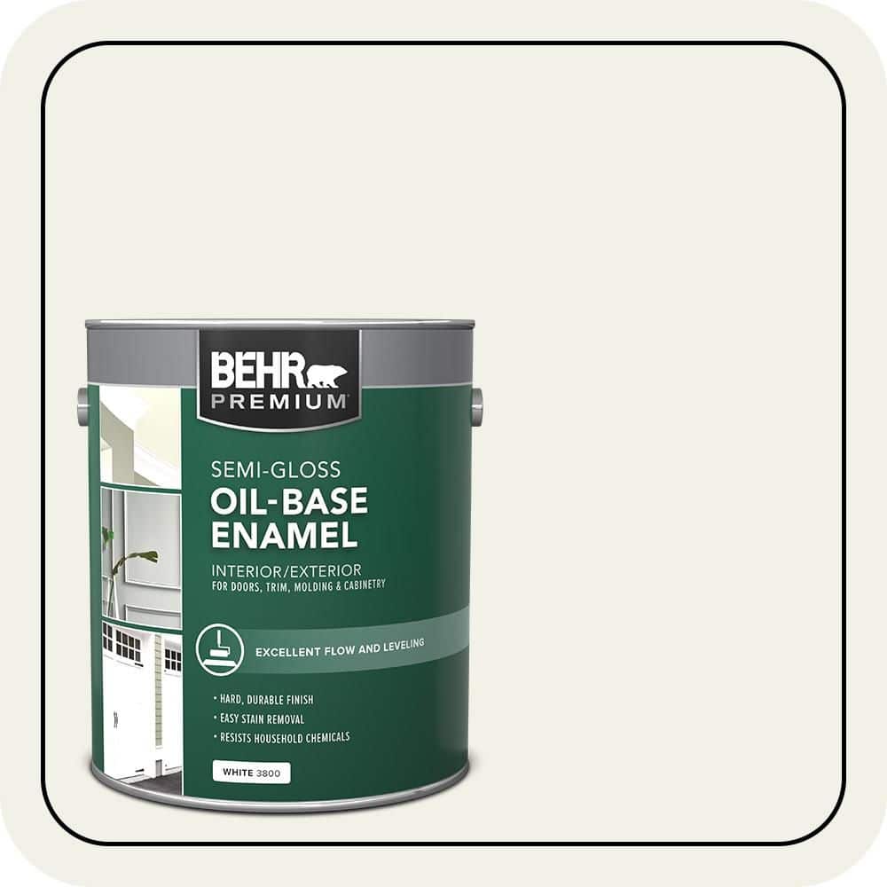 BEHR 1 gal. #PPU18-07 Falling Snow Oil-Base Semi-Gloss Enamel Interior ...