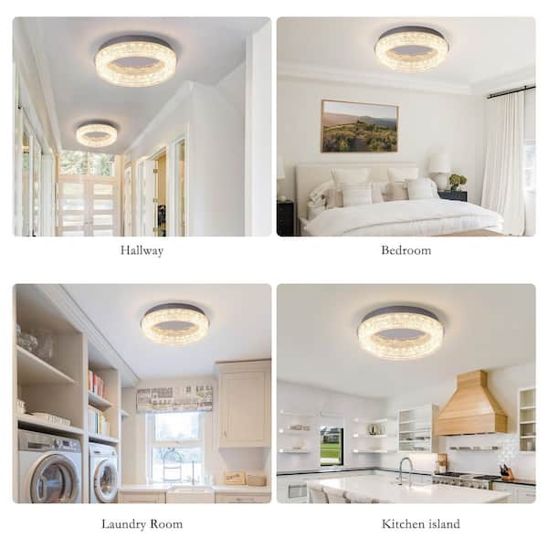 Genoci 12.2 in. 20-Watt Modern Round Chrome Dimmable Integrated