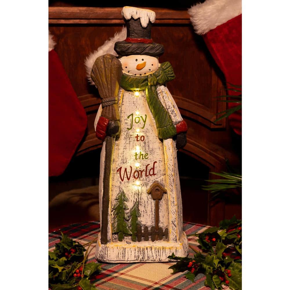 23 in. Christmas Snowman Lantern Statue Decor with Timer