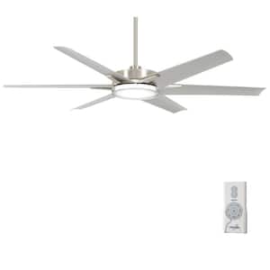 Deco 65 in. CCT Integrated LED Indoor/Outdoor Brushed Nickel Wet Ceiling Fan with Remote Control