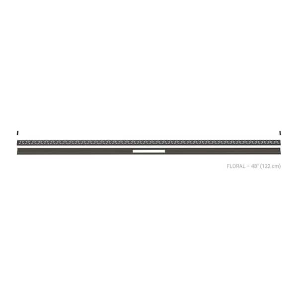 Kerdi-Line-Vario Dark Anthracite 48 in. Floral Grate and Channel Floor Installation Kit for Accessory