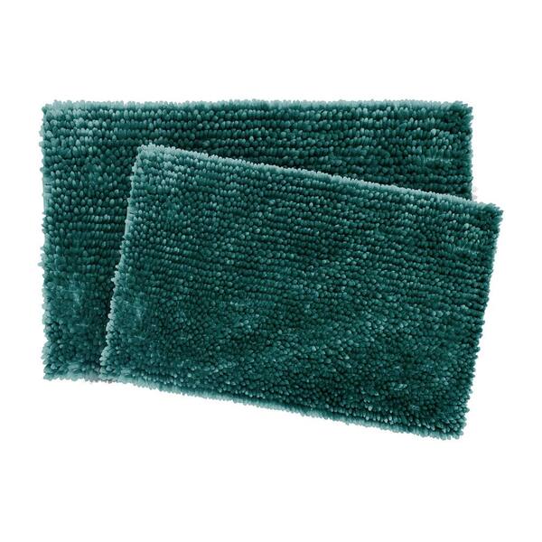 Jean Pierre Mega Butter Harbor Chenille 17 in. x 24 in./20 in. x 32 in. 2-Piece Bath Mat Set in Teal