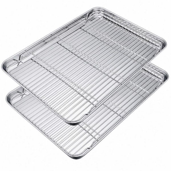 19.6 in. Stainless Steel Sheet Pan with Wire Rack Set, Baking Trays and Cooling Wire Racks, Oven and Dishwasher Safe