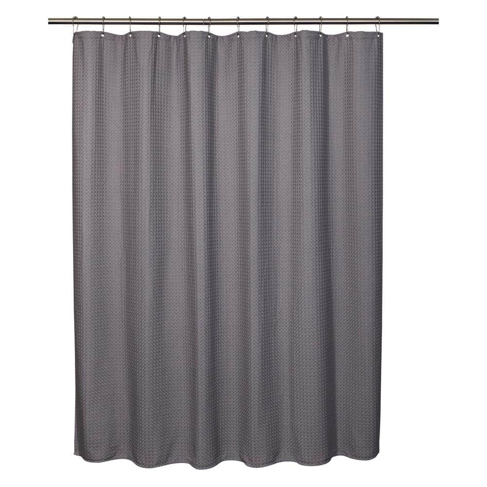 71 in. x 71 in. Grey Belgian Waffle Shower Curtain