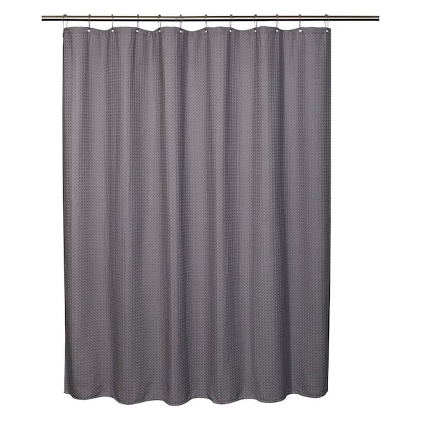 Unbranded 71 in. x 71 in. Grey Belgian Waffle Shower Curtain