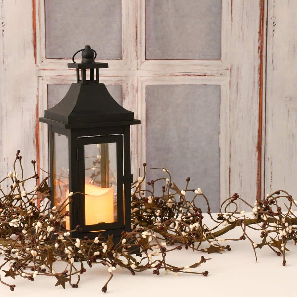 Amber Glow 5" Flameless LED Metal Lantern - Tabletop or Hanging