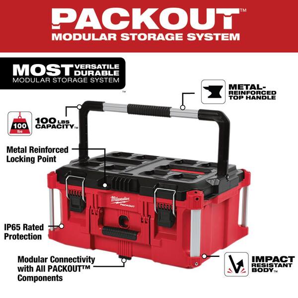 Milwaukee PACKOUT 22 in. Large Portable Tool Box Fits Modular 
