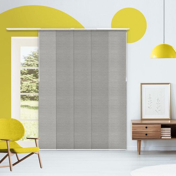 Cut-to-Size Wilshire Gray Light Filtering Adjustable Sliding Panel Track Blind w/ 23 in. Slats Up to 86 in. W x 96 in. L