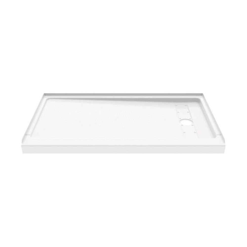 ShowerCast 60 in. L x 32 in. W Alcove Shower Pan Base with Right Hand Drain 8.5 in. from Wet Wall in White price history on PriceWatchPro