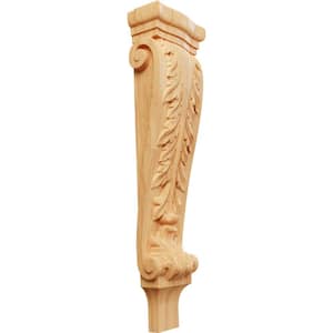 3 in. x 6-1/4 in. x 22 in. Unfinished Wood Red Oak Large Acanthus Pilaster Corbel