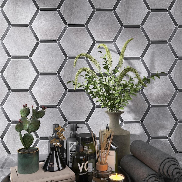 Denia Ebano Gray Hexagon 8.58 in. x 9.89 in. Matte Porcelain Floor and Wall Tile (8.07 sq. ft./Case)