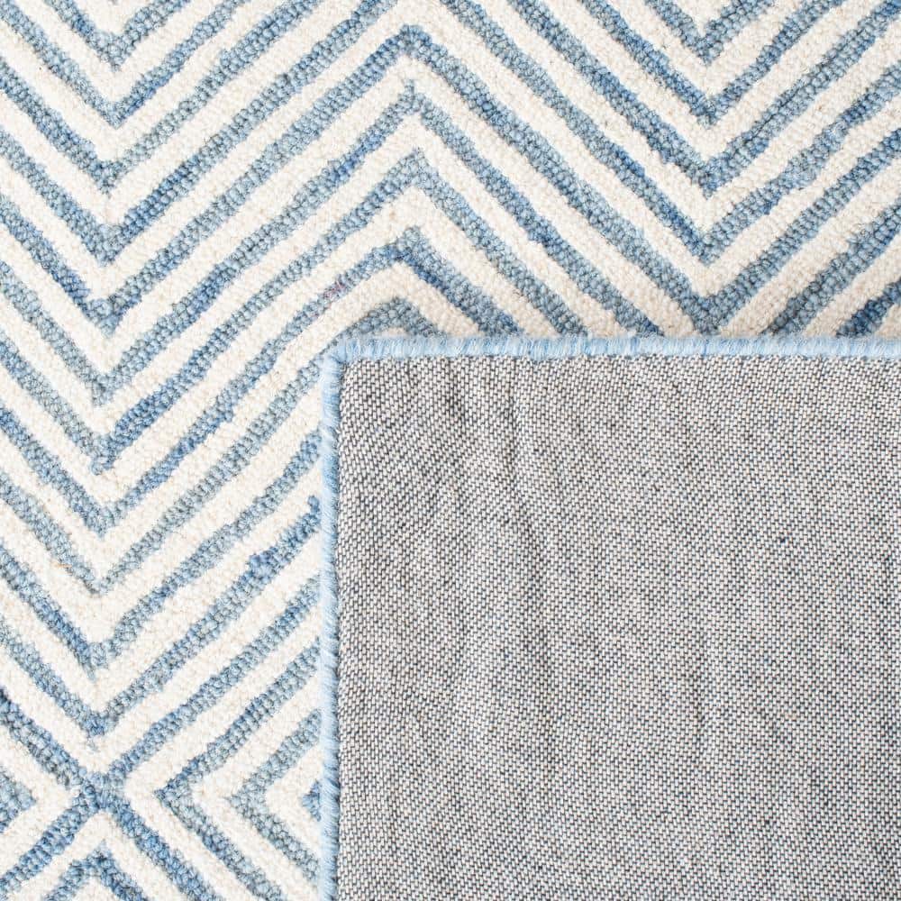 Light Blue and Ivory Hand-Tufted Wool Geometric 6' x 9' Area Rug