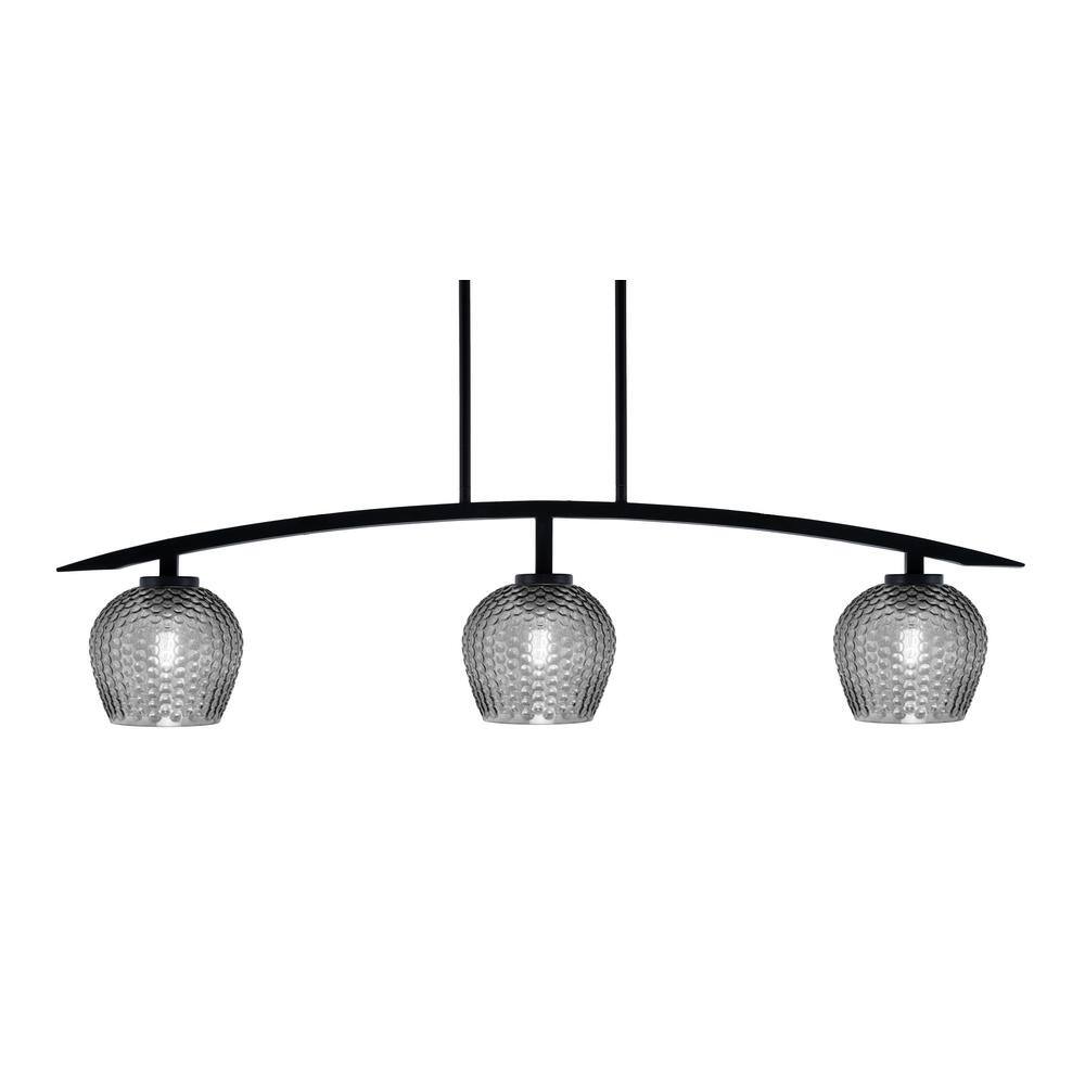 Siena 41 in. 3-Light Matte Black Chandelier with 6 in. Smoke Textured Glass