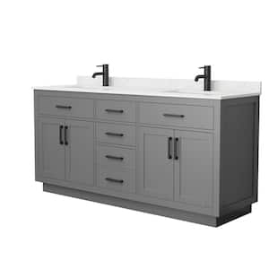 Beckett TK 72 in. W x 22 in. D x 35 in. H Double Sink Bath Vanity in Dark Gray with Matte Black Trim Giotto Quartz Top