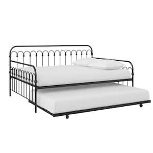 Black Full/Twin Bright Pop Metal Daybed with Trundle