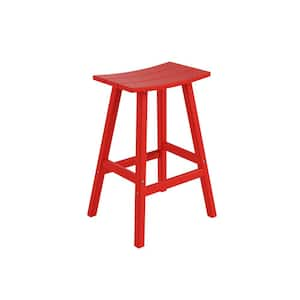 Franklin Red 29 in. Poly HDPE Fade Resistant Outdoor Patio Saddle Seat Pub Height Bar Stool