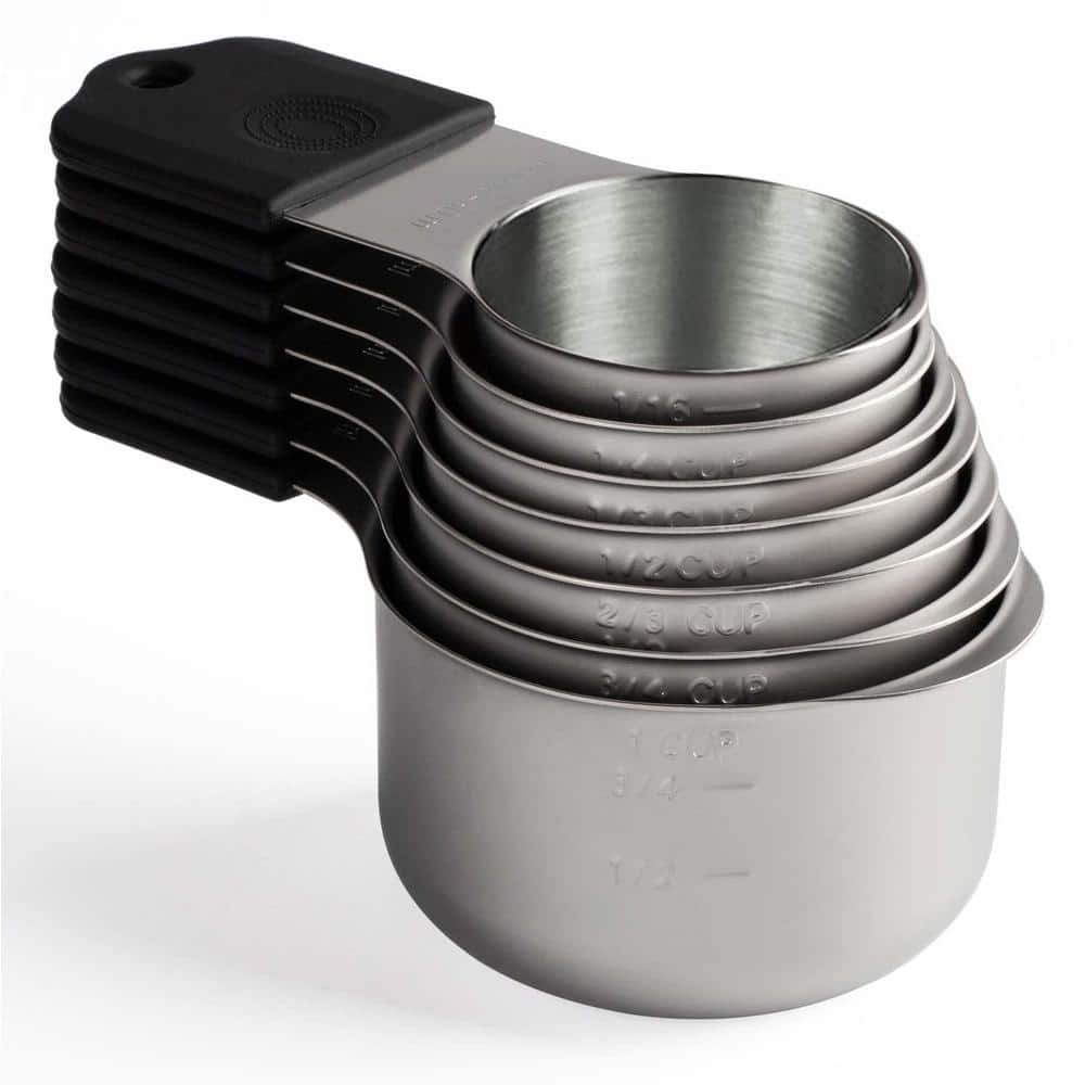 High Quality 7-Piece Stainless Steel Black Measuring Cup Set with Magnetic 