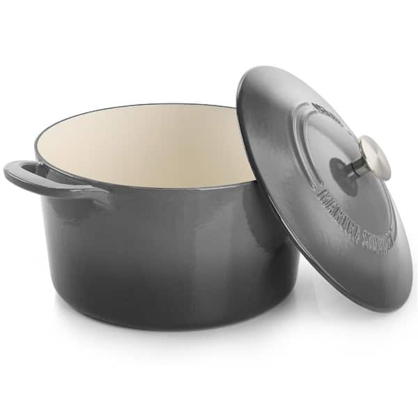 MARTHA STEWART 7-qt. Enameled Cast Iron Dutch Oven with Lid in Gray Ombre  985119104M - The Home Depot
