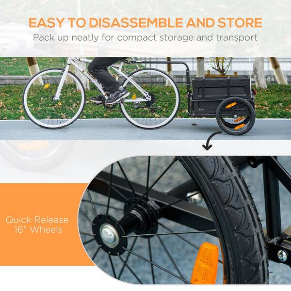 thumbnail image 2 of FCH Folding Bike Cargo Trailer – 180lb Capacity, 16" Wheels, For Shopping Or Luggage 2 of 6