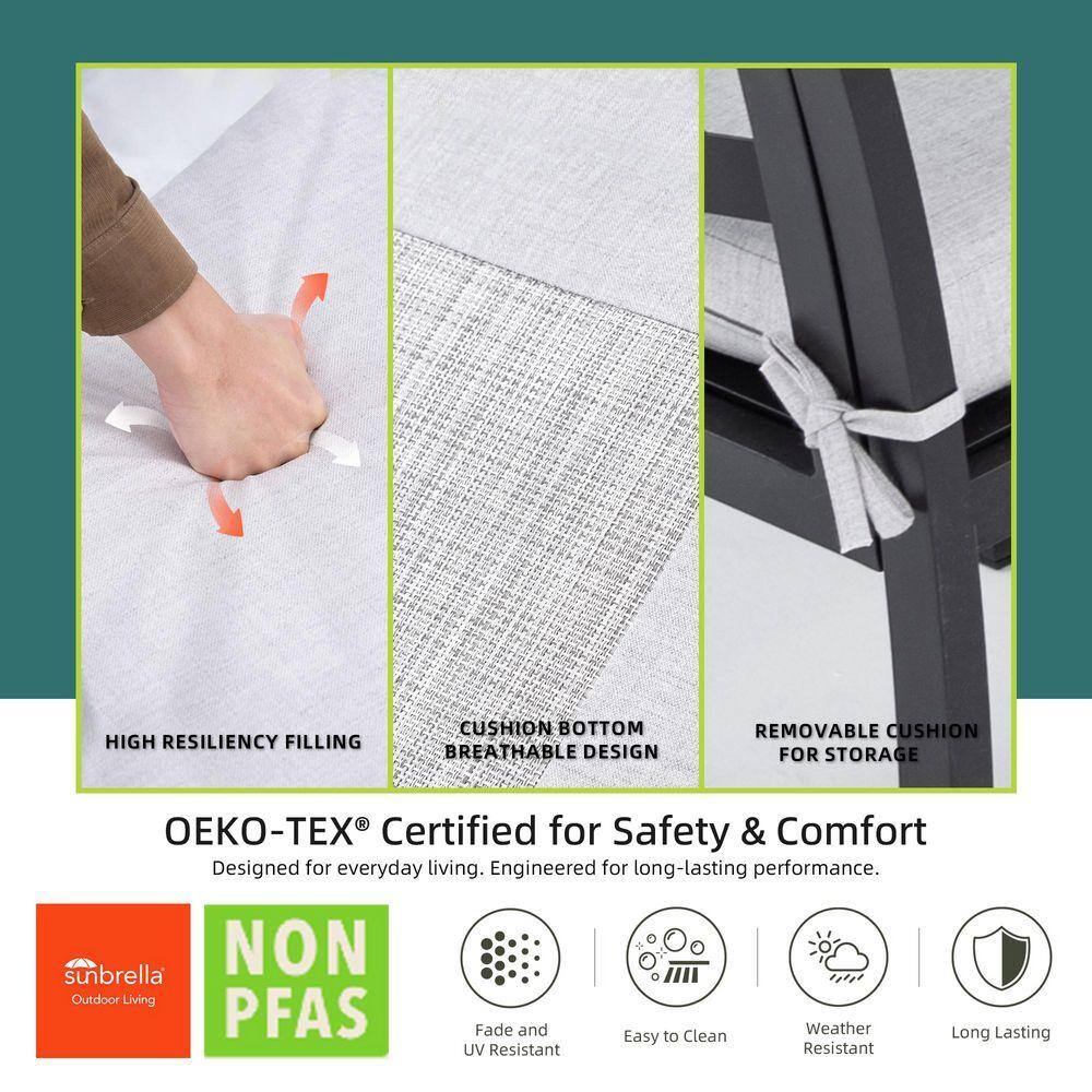 Close-up details of the chair cushions and frame features.