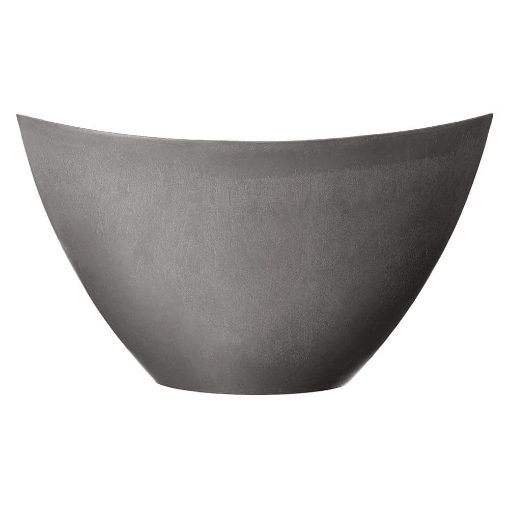 Gray Composite Oval Indoor/Outdoor Planter Pot