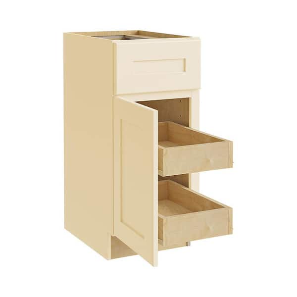 Home Decorators Collection Newport 18 in. W x 24 in. D x 34.5 in. H Assembled Plywood Base Kitchen Cabinet in Blended Cream with 2ROT Soft Close LH