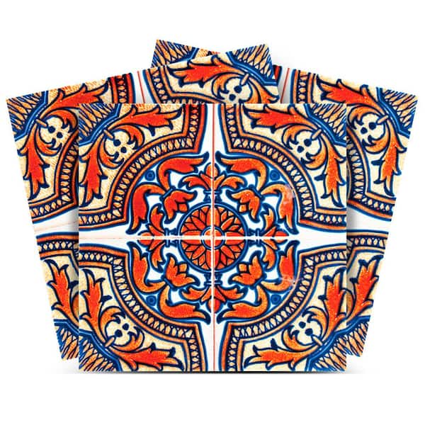 MI ALMA Blue and Orange H39 6 in. x 6 in. Vinyl Peel and Stick Tile (24-Tiles, 6 sq. ft. / Pack)
