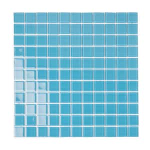 Sky Blue 11.8 in. x 11.8 in. 1 in. x 1 in. Polished Glass Mosaic Tile (9.67 sq. ft./Case)