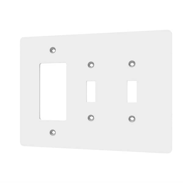 3-gang 2 toggle switch + deco Mid + wall plate White