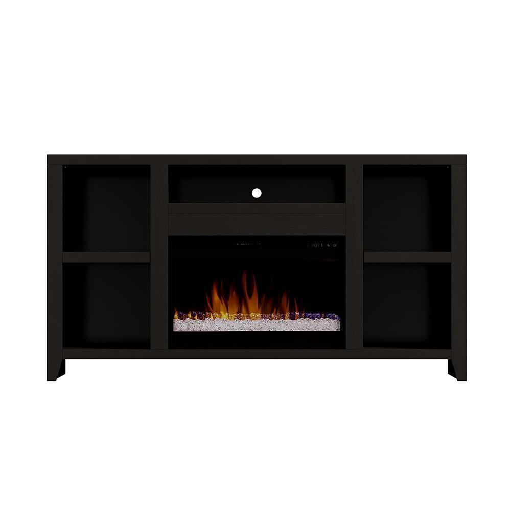 Bridgevine Home 62 in. Fully Assembled Mocha TV Stand with Electric Fireplace, Fits TV's up to