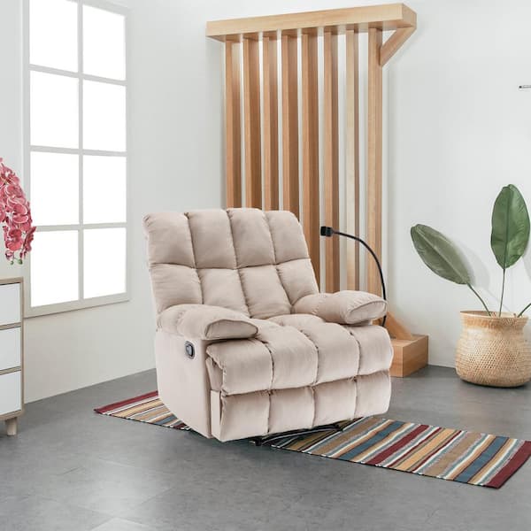 Chizzyseat Yingj 39.4 in. W Brownish Velvet Upholstered Oversized Recliner