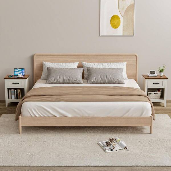 Hommpa Farmhouse Rustic White 1-Drawer 17.7 in. W Nightstand with