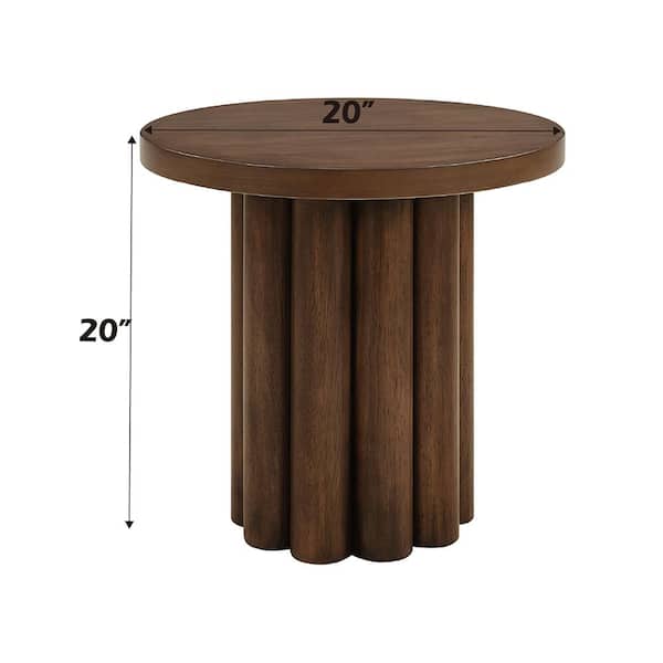 Acme Furniture Sanat 20 in. Brown Finish Round Wood End Table with