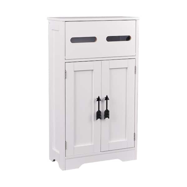 Toilet Holder Cabinet 8.66 in. W x 31.5 in. H x 17.72 in. D Wood Rectangular Shelf in White Bathroom Storage Organizer