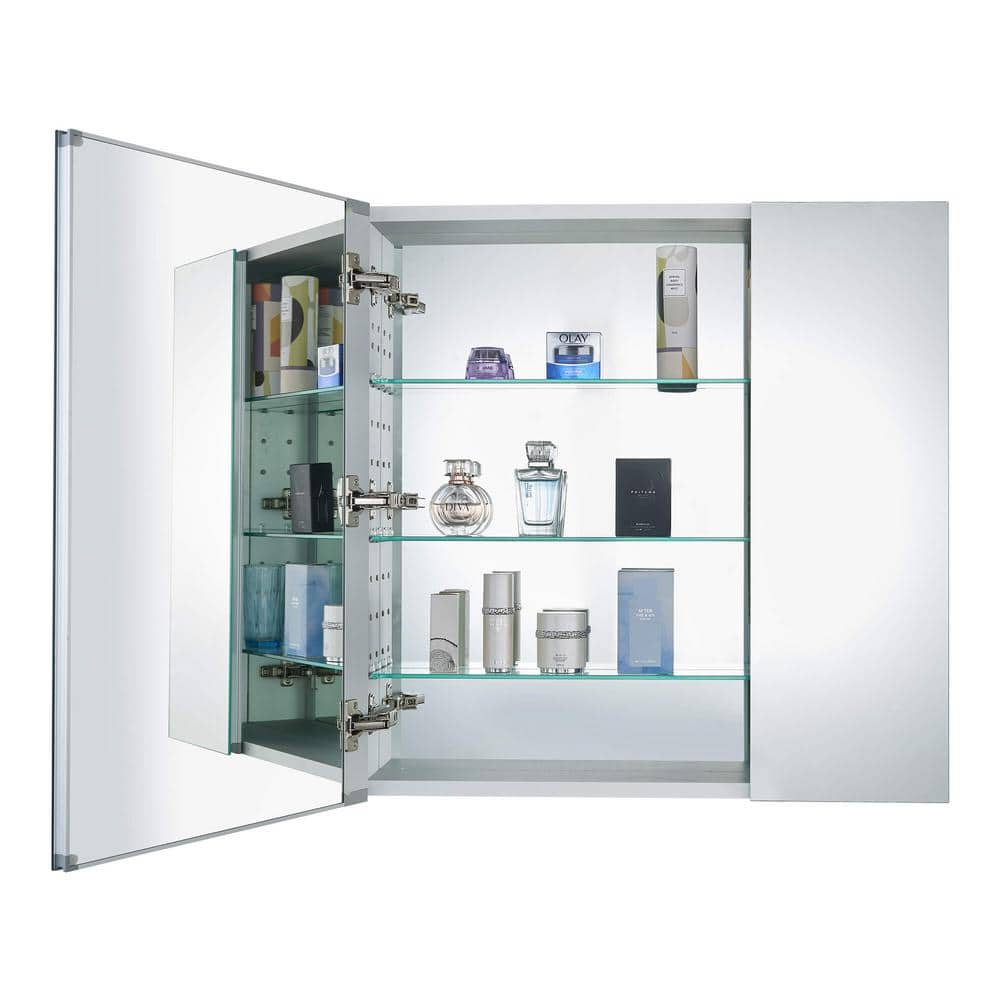 30" x 30" Aluminum Mirrored Medicine Cabinet with Adjustable Shelves
