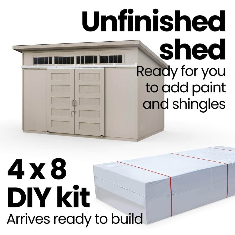 Beige 8' x 12' Wooden Storage Shed Kit with Windows