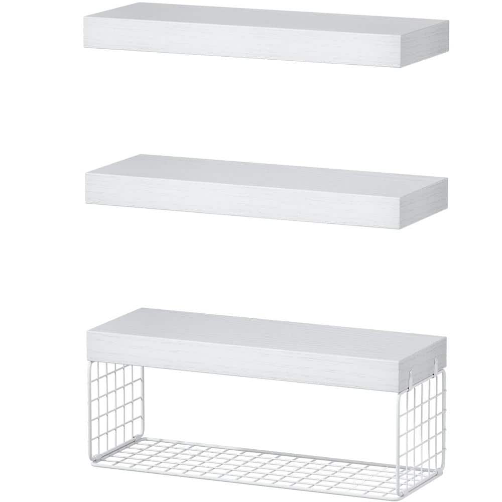 16 in. Wall Mounted Floating Bathroom Shelves for Toilet Paper Storage, White (3-Pack) price history on PriceWatchPro