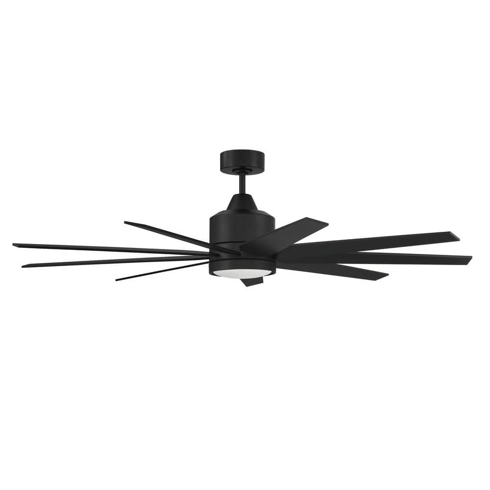 60 in. Flat Black, Flat Black Blades Angled Mount Damp Rated Outdoor Ceiling Fan w/ Integrated LED & Controls Included price history on PriceWatchPro