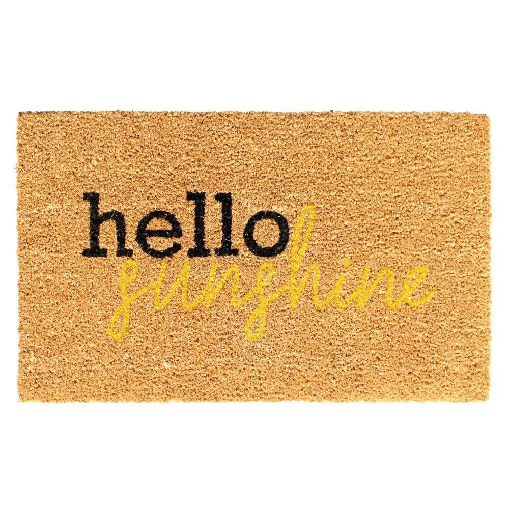 Welcome Hello Sunshine Natural 18 in. x 30 in. Coir Non-Slip Outdoor Door M